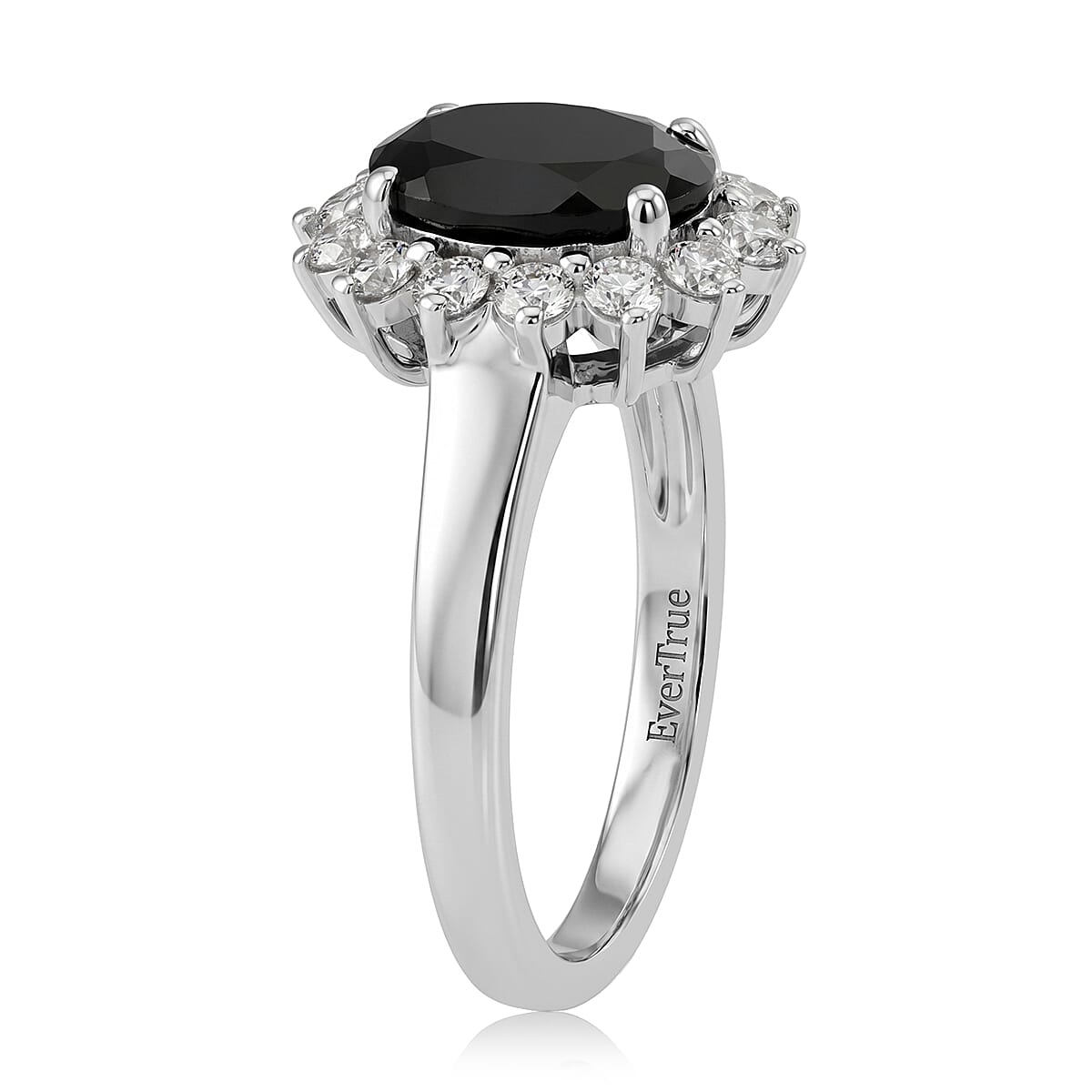 EverTrue Thai Black Spinel and White Zircon 5.90 ctw Ring (Size 8.0) and Pendant in Platinum Bond with Stainless Steel Necklace (20 Inches)