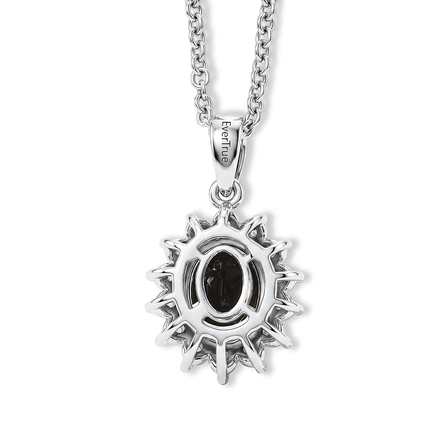 EverTrue Brazilian Smoky Quartz and White Zircon 4.85 ctw Ring (Size 8.00) and Pendant in Platinum Bond with Stainless Steel Necklace 20 Inches