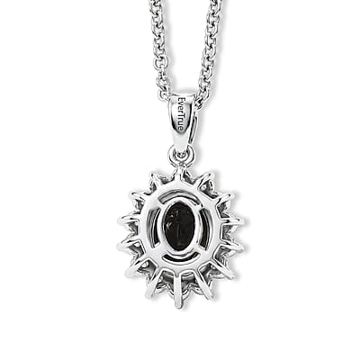 EverTrue Brazilian Smoky Quartz and White Zircon 4.85 ctw Ring (Size 8.00) and Pendant in Platinum Bond with Stainless Steel Necklace 20 Inches