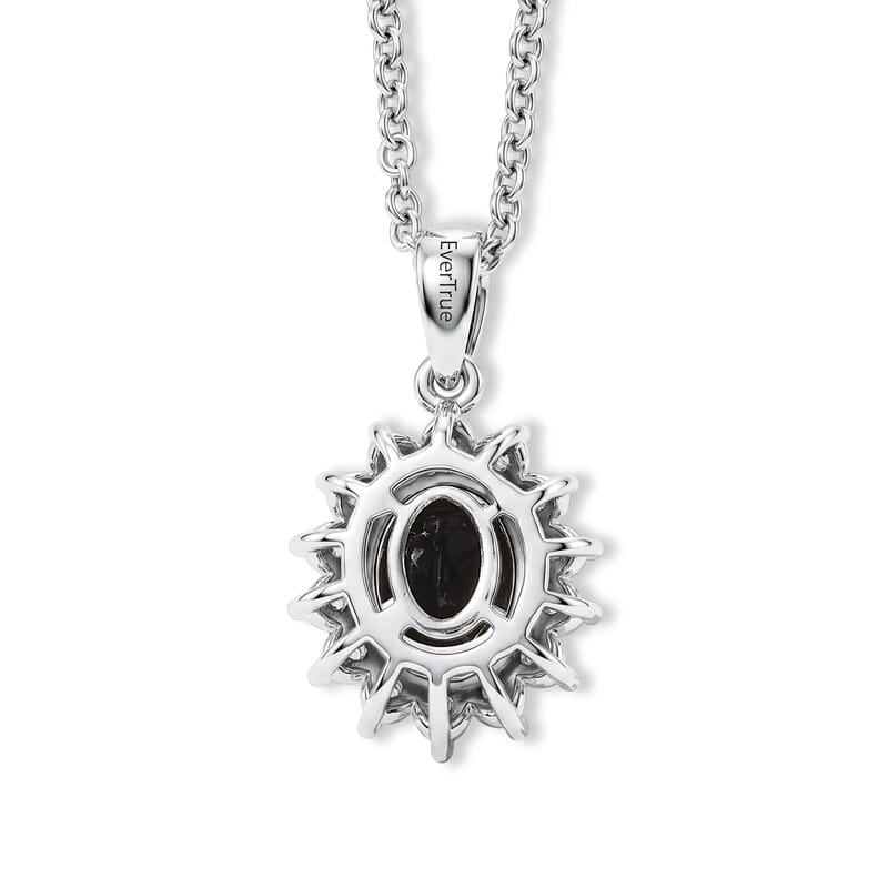 EverTrue Brazilian Smoky Quartz and White Zircon 4.85 ctw Ring (Size 8.00) and Pendant in Platinum Bond with Stainless Steel Necklace 20 Inches