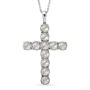 EverTrue Simulated Diamond Pendant Necklace in Stainless Steel 20 Inches