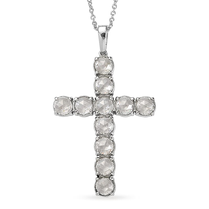 EverTrue Simulated Diamond Pendant Necklace in Stainless Steel 20 Inches