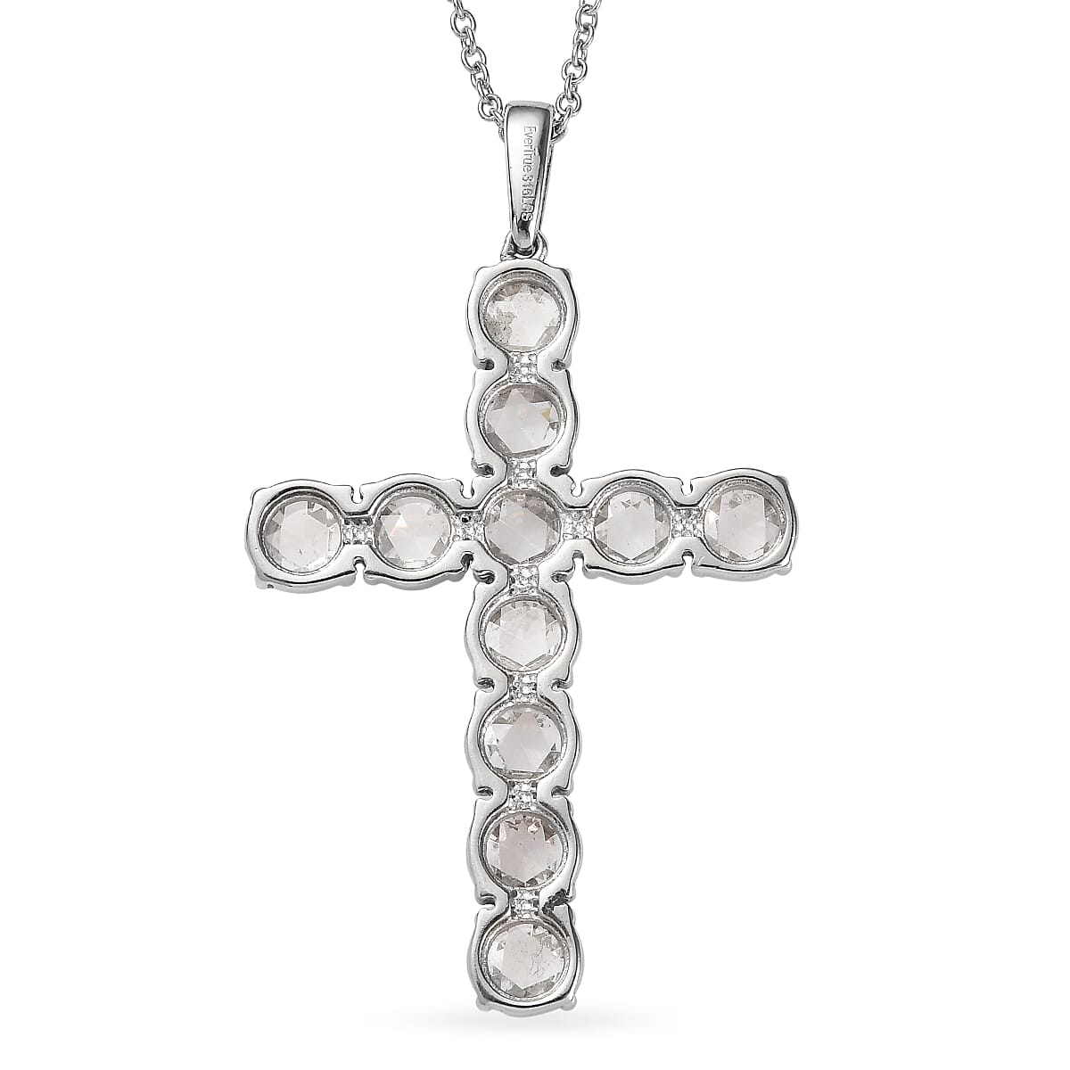 EverTrue Simulated Diamond Pendant Necklace in Stainless Steel 20 Inches