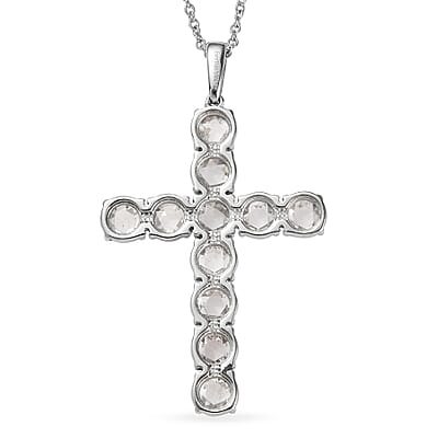 EverTrue Simulated Diamond Pendant Necklace in Stainless Steel 20 Inches