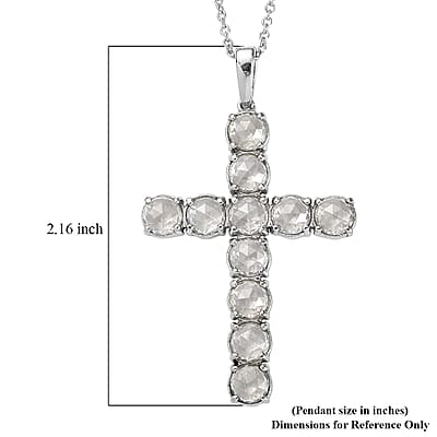 EverTrue Simulated Diamond Pendant Necklace in Stainless Steel 20 Inches