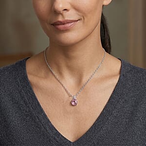 EverTrue Simulated Pink Diamond Pendant Necklace in Stainless Steel 20 Inches 