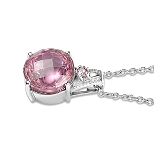 EverTrue Simulated Pink Diamond Pendant Necklace in Stainless Steel 20 Inches 