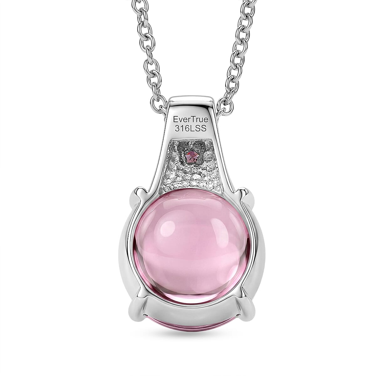 EverTrue Simulated Pink Diamond Pendant Necklace in Stainless Steel 20 Inches  image number 4
