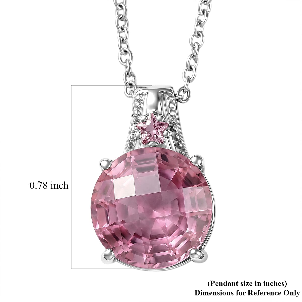 EverTrue Simulated Pink Diamond Pendant Necklace in Stainless Steel 20 Inches  image number 5