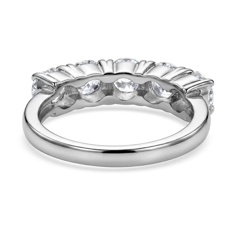 EverTrue Simulated Diamond Hoop Earrings and Half Eternity Band Ring (Size 9) in Stainless Steel