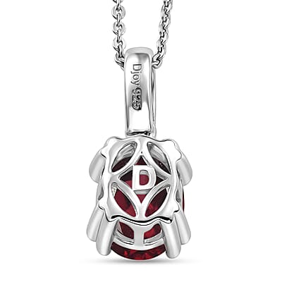 D'Joy Orissa Rhodolite Garnet and White Zircon 2.30 ctw Pendant Necklace in Rhodium Over Sterling Silver 20 Inches