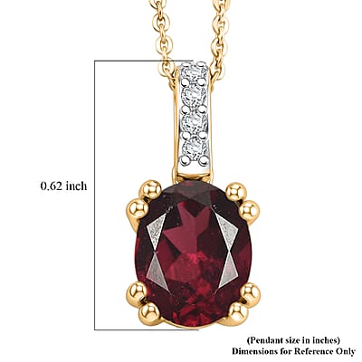 D'Joy Orissa Rhodolite Garnet and White Zircon 2.30 ctw Pendant Necklace in 18K Vermeil Yellow Gold Over Sterling Silver 20 Inches