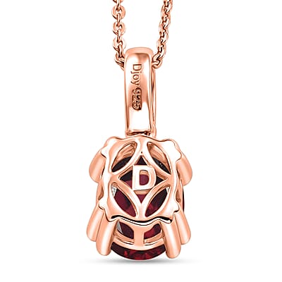 D'Joy Orissa Rhodolite Garnet and White Zircon 2.30 ctw Pendant Necklace in 18K Vermeil Rose Gold Over Sterling Silver 20 Inches