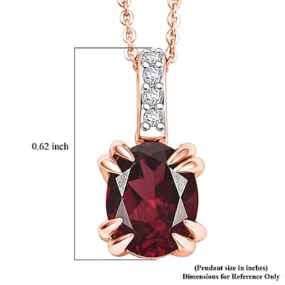 D'Joy Orissa Rhodolite Garnet and White Zircon 2.30 ctw Pendant Necklace in 18K Vermeil Rose Gold Over Sterling Silver 20 Inches