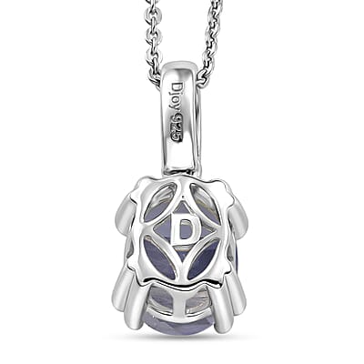 D'Joy Premium Catalina Iolite and White Zircon 1.75 ctw Pendant Necklace in Rhodium Over Sterling Silver 20 Inches