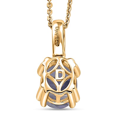 D'Joy Premium Catalina Iolite and White Zircon 1.75 ctw Pendant Necklace in 18K Vermeil Yellow Gold Over Sterling Silver 20 Inches