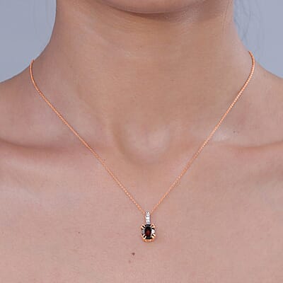 D'Joy Premium Raspberry Zircon and White Zircon 2.85 ctw Pendant Necklace in 18K Vermeil Rose Gold Over Sterling Silver 20 Inches