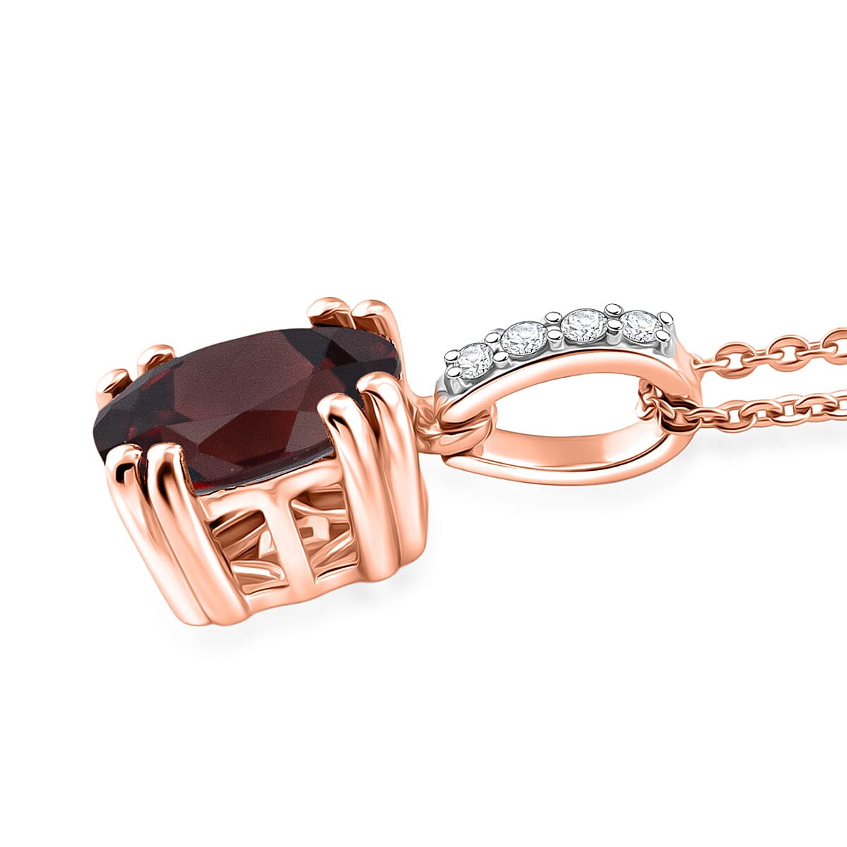 D'Joy Premium Raspberry Zircon and White Zircon 2.85 ctw Pendant Necklace in 18K Vermeil Rose Gold Over Sterling Silver 20 Inches