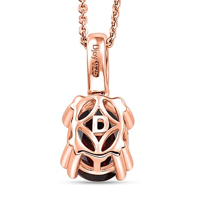 D'Joy Premium Raspberry Zircon and White Zircon 2.85 ctw Pendant Necklace in 18K Vermeil Rose Gold Over Sterling Silver 20 Inches