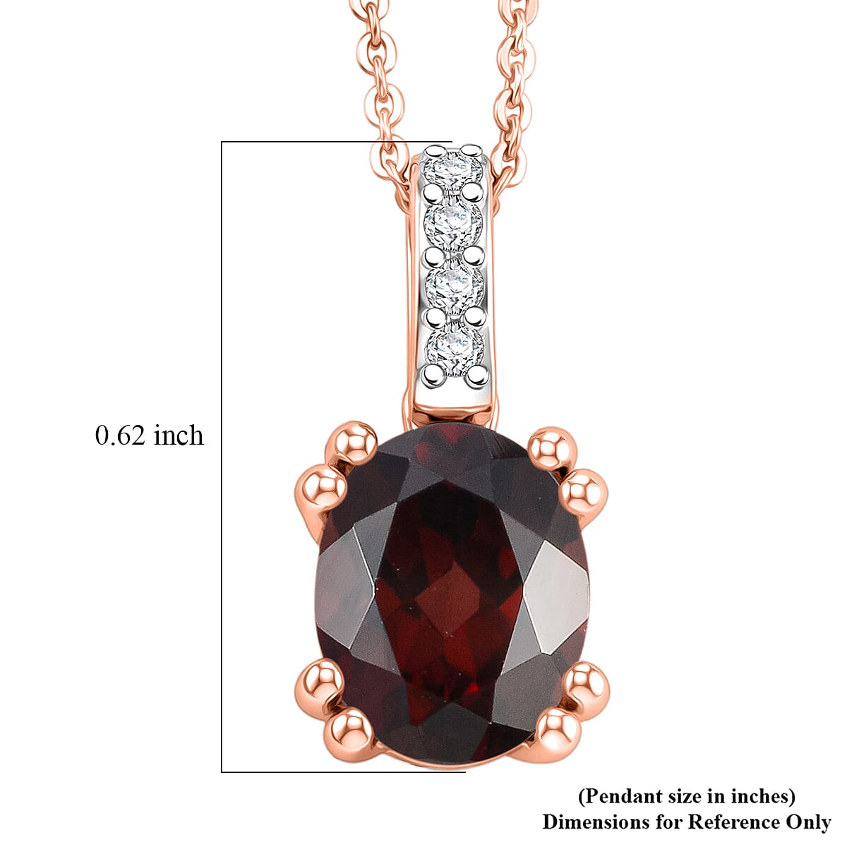 D'Joy Premium Raspberry Zircon and White Zircon 2.85 ctw Pendant Necklace in 18K Vermeil Rose Gold Over Sterling Silver 20 Inches