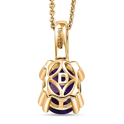 D'Joy Premium Lusaka Amethyst and White Zircon 1.75 ctw Pendant Necklace in 18K Vermeil Yellow Gold Over Sterling Silver 20 Inches