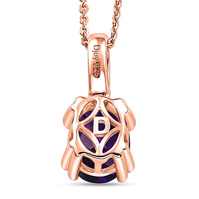 D'Joy Premium Lusaka Amethyst and White Zircon 1.75 ctw Pendant Necklace in 18K Vermeil Rose Gold Over Sterling Silver 20 Inches