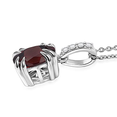 D'Joy Premium Raspberry Zircon and White Zircon 2.85 ctw Pendant Necklace in Rhodium Over Sterling Silver 20 Inches