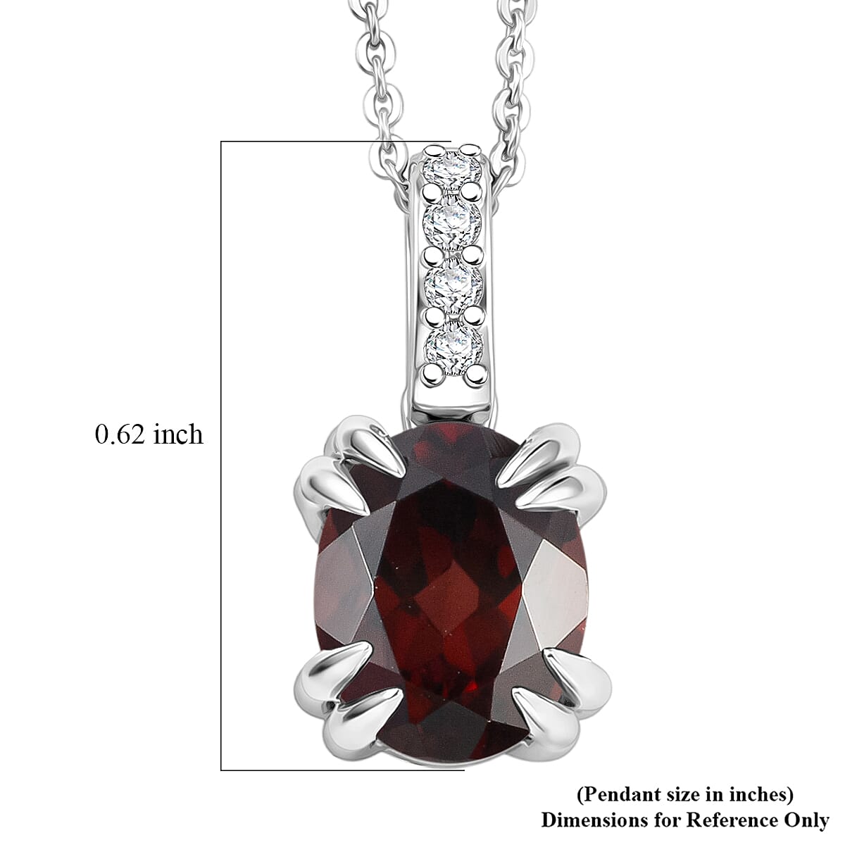 D'Joy Premium Raspberry Zircon and White Zircon 2.85 ctw Pendant Necklace in Rhodium Over Sterling Silver 20 Inches