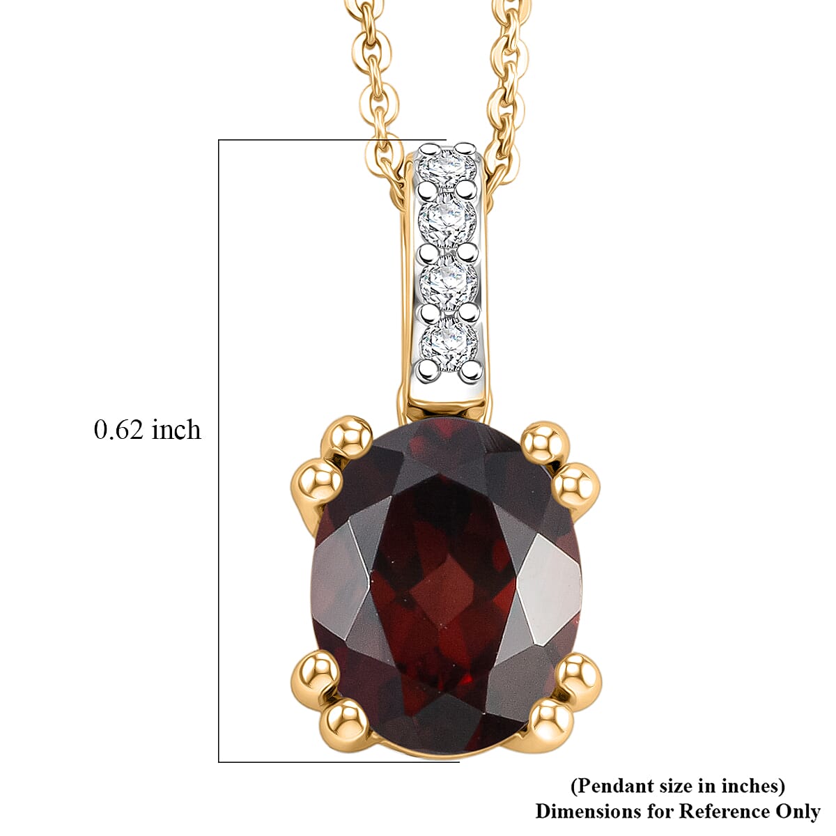 D'Joy Premium Raspberry Zircon and White Zircon 2.85 ctw Pendant Necklace in 18K Vermeil Yellow Gold Over Sterling Silver 20 Inches