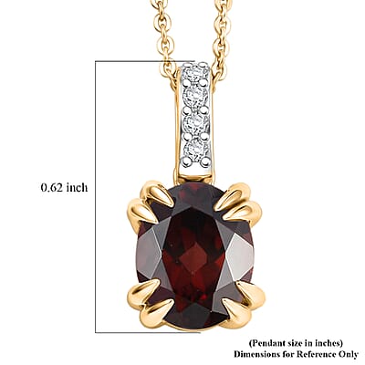 D'Joy Premium Raspberry Zircon and White Zircon 2.85 ctw Pendant Necklace in 18K Vermeil Yellow Gold Over Sterling Silver 20 Inches