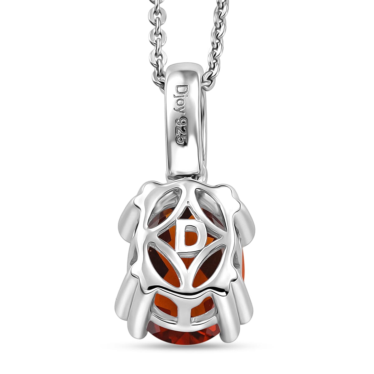 D'Joy Premium Red Citrine and White Zircon 1.85 ctw Pendant Necklace in Rhodium Over Sterling Silver 20 Inches image number 4