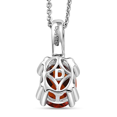 D'Joy Premium Red Citrine and White Zircon 1.85 ctw Pendant Necklace in Rhodium Over Sterling Silver 20 Inches