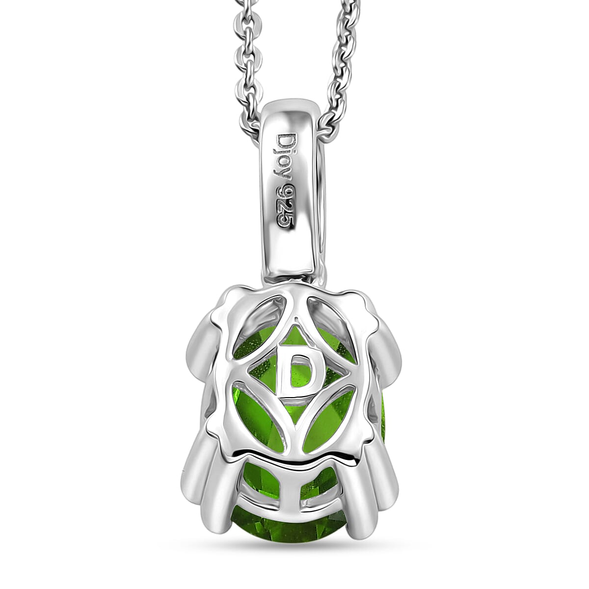 D'Joy Chrome Diopside and White Zircon Pendant Necklace (20 Inches) in Rhodium Over Sterling Silver 2.10 ctw image number 4