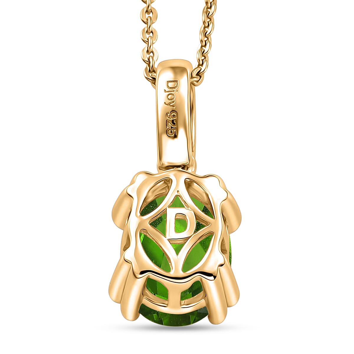 D'Joy Chrome Diopside and White Zircon Pendant Necklace (20 Inches) in 18K Vermeil Yellow Gold Over Sterling Silver 2.10 ctw image number 4