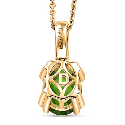 D'Joy Chrome Diopside and White Zircon 2.10 ctw Pendant Necklace in 18K Vermeil Yellow Gold Over Sterling Silver 20 Inches