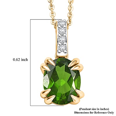 D'Joy Chrome Diopside and White Zircon 2.10 ctw Pendant Necklace in 18K Vermeil Yellow Gold Over Sterling Silver 20 Inches