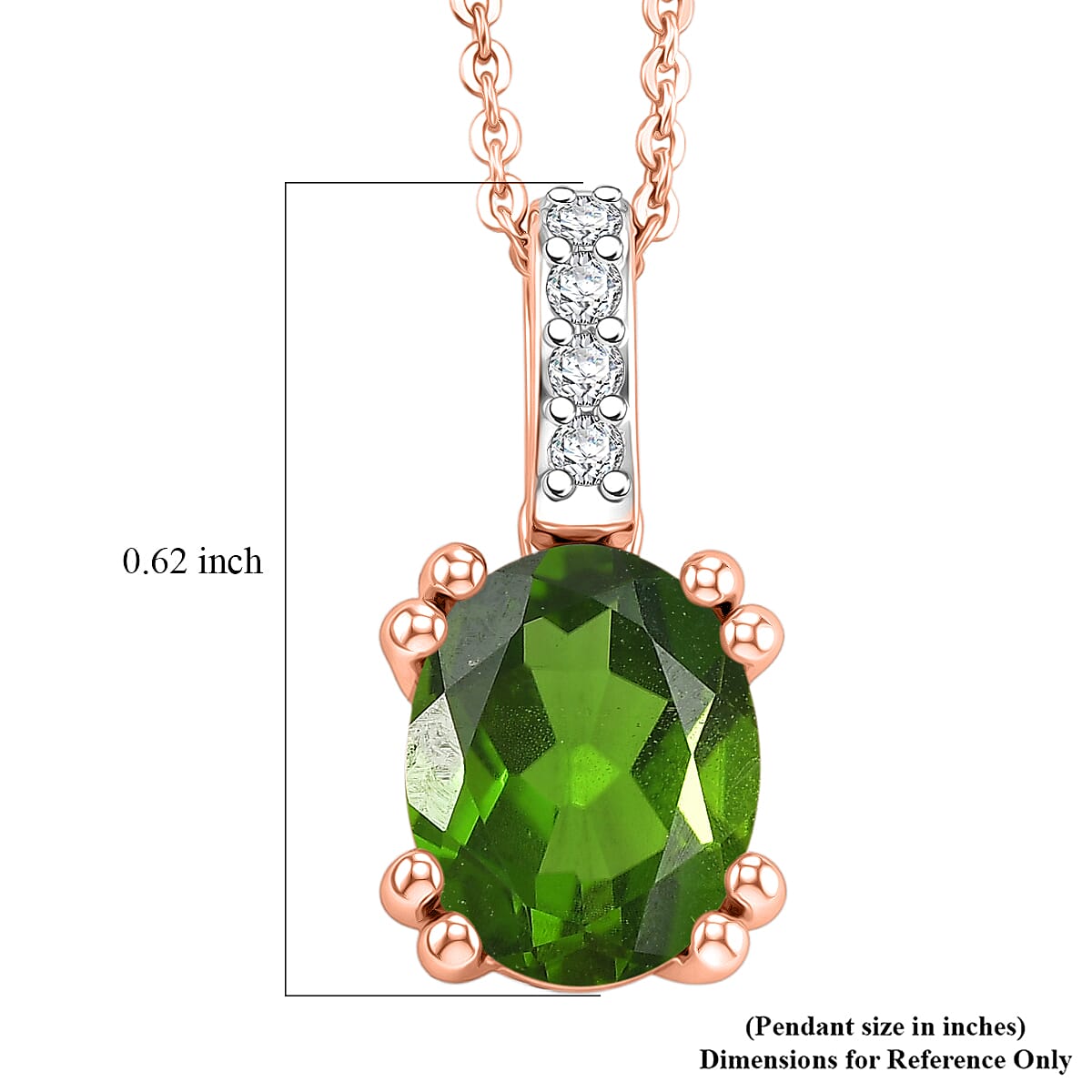 D'Joy Chrome Diopside and White Zircon 2.10 ctw Pendant Necklace in 18K Vermeil Rose Gold Over Sterling Silver 20 Inches