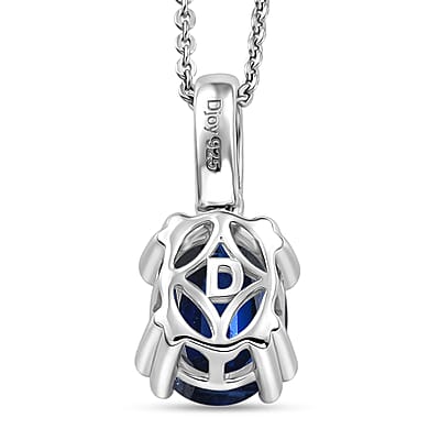 D'Joy Premium Kashmir Blue Kyanite and White Zircon 2.35 ctw Pendant Necklace in Rhodium Over Sterling Silver 20 Inches