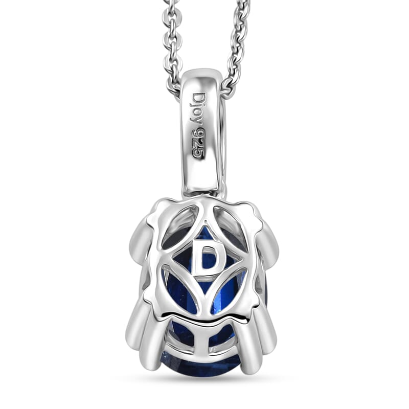 D'Joy Premium Kashmir Blue Kyanite and White Zircon 2.35 ctw Pendant Necklace in Rhodium Over Sterling Silver 20 Inches