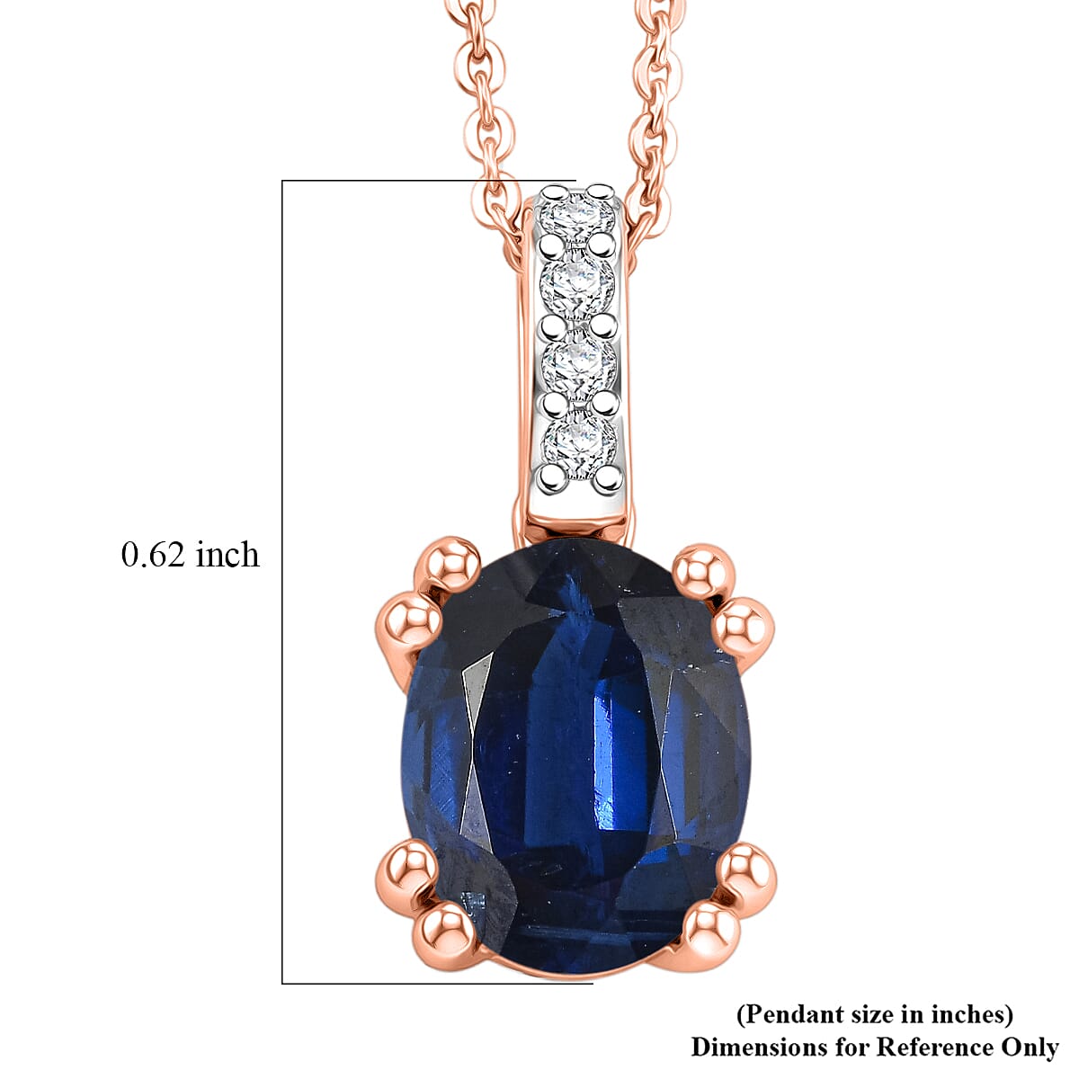 D'Joy Premium Kashmir Blue Kyanite and White Zircon 2.35 ctw Pendant Necklace in 18K Vermeil Rose Gold Over Sterling Silver 20 Inches image number 5
