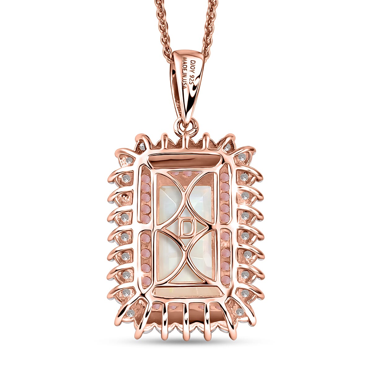 D'Joy AAA Ethiopian Welo Opal and Multi Gemstone 3.65 ctw Antique Mirror Pendant Necklace in 18K Vermeil Rose Gold Over Sterling Silver 20 Inches  image number 4