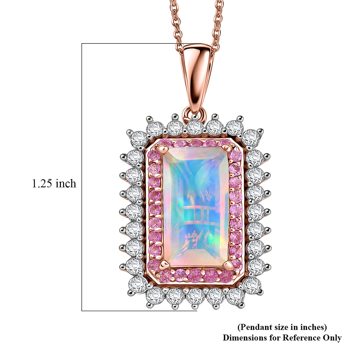 D'Joy AAA Ethiopian Welo Opal and Multi Gemstone 3.65 ctw Antique Mirror Pendant Necklace in 18K Vermeil Rose Gold Over Sterling Silver 20 Inches  image number 5
