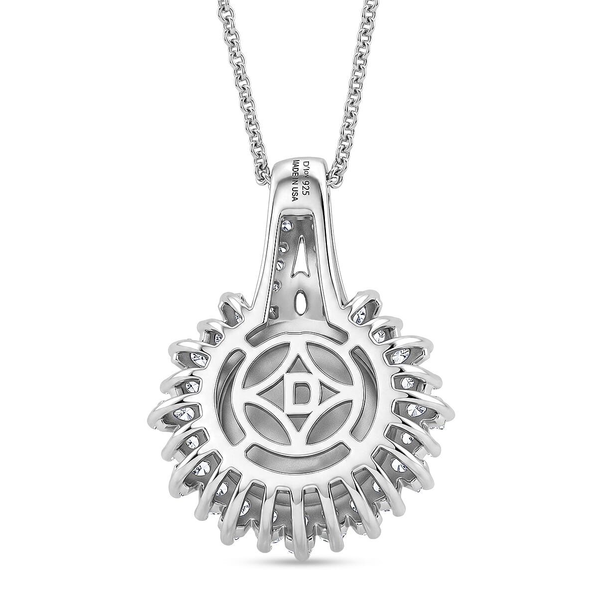 D'Joy Premium Tahitian Pearl and Moissanite 0.40 ctw Sunburst Pendant Necklace in Rhodium Over Sterling Silver 20 Inches image number 4