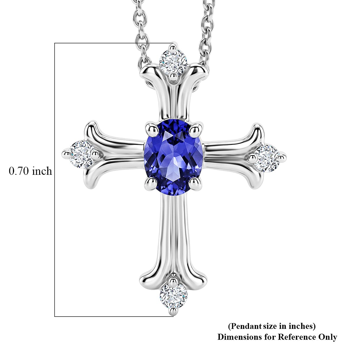 D'Joy Tanzanite and White Zircon 0.50 ctw Pendant Necklace in Rhodium Over Sterling Silver 20 Inches image number 5