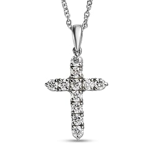 EverTrue Moissanite 1.10 ctw Radiant Cross Pendant Necklace in Stainless Steel 20 Inches