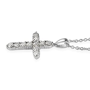EverTrue Moissanite 1.10 ctw Radiant Cross Pendant Necklace in Stainless Steel 20 Inches