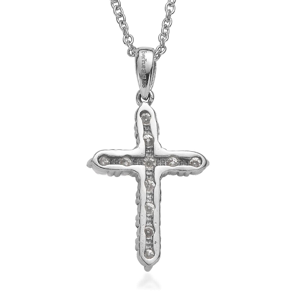 EverTrue Moissanite 1.10 ctw Radiant Cross Pendant Necklace in Stainless Steel 20 Inches image number 4