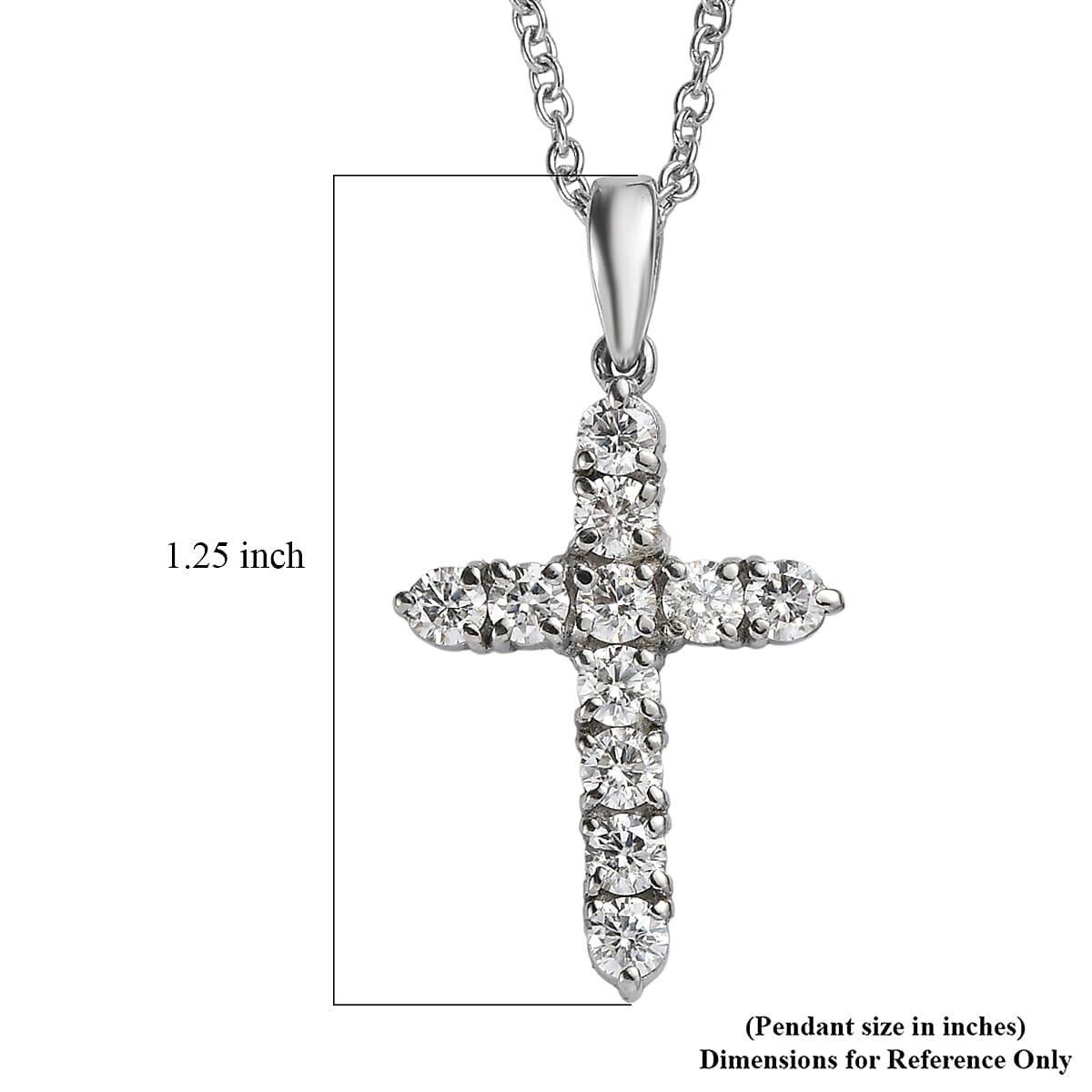 EverTrue Moissanite 1.10 ctw Radiant Cross Pendant Necklace in Stainless Steel 20 Inches image number 5