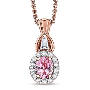 D'Joy Narsipatnam Purple Spinel and Moissanite 0.90 ctw Violet Loop Pendant Necklace in 18K Vermeil Yellow Gold Over Sterling Silver 24 Inches