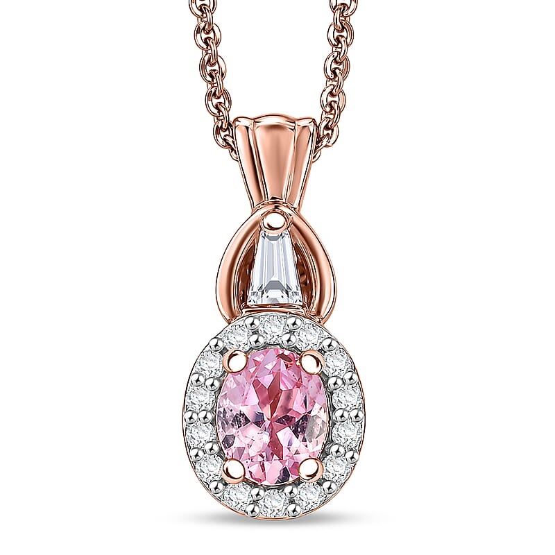 D'Joy Narsipatnam Purple Spinel and Moissanite 0.90 ctw Violet Loop Pendant Necklace in 18K Vermeil Yellow Gold Over Sterling Silver 24 Inches